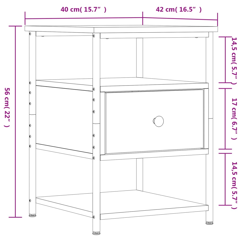 Bedside tables 2 pcs smoked oak engineered wood 40x42x56 cm