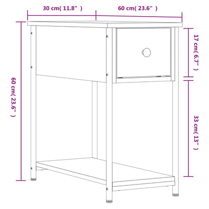 Bedside table engineered wood oak brown 30x60x60 cm