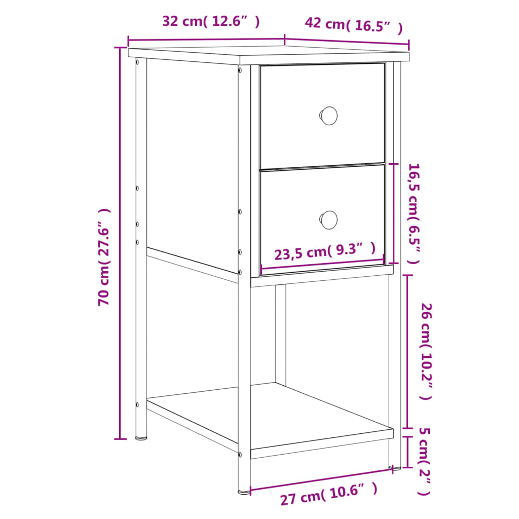 Bedside tables 2 pcs Sonoma oak engineered wood 32x42x70 cm