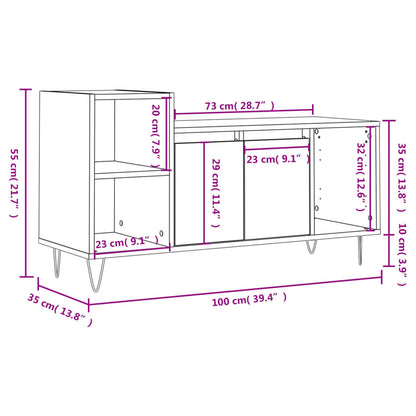 Mueble para TV madera contrachapada blanco 100x35x55 cm