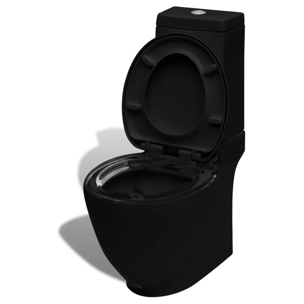 Black ceramic toilet and bidet