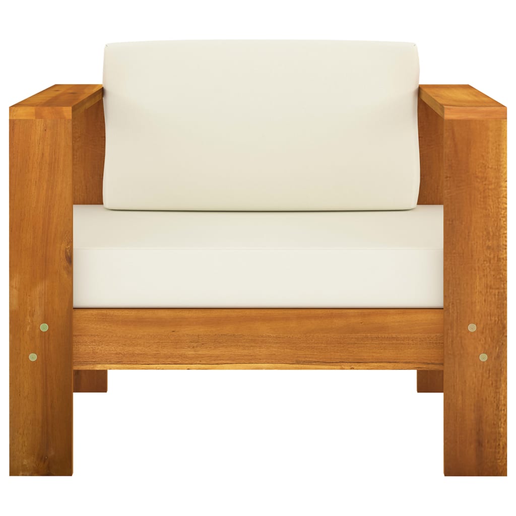 Muebles de jardín 8 pzas cojines blanco crema madera de acacia