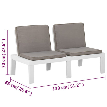 Set de muebles de jardín 3 piezas con cojines plástico blanco