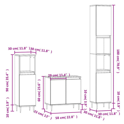 Bathroom furniture set 2 pieces concrete grey plywood