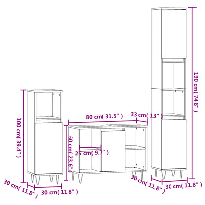 Bathroom furniture set 2 pieces concrete grey plywood