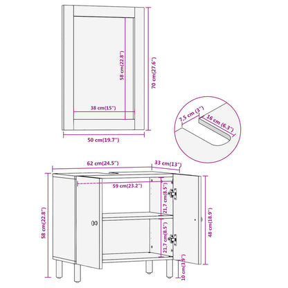 Bathroom furniture set 2 pieces solid mango wood 