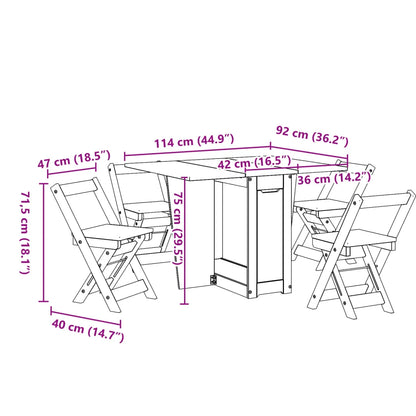 Set comedor plegable mariposa 5 pzas Corona madera pino