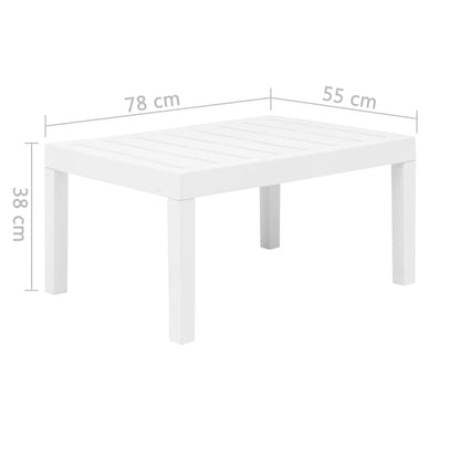 3-piece garden furniture set white plastic