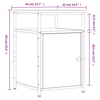 Bedside tables 2 pcs brown oak plywood 40x42x60 cm