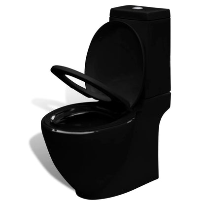 Black ceramic toilet and bidet