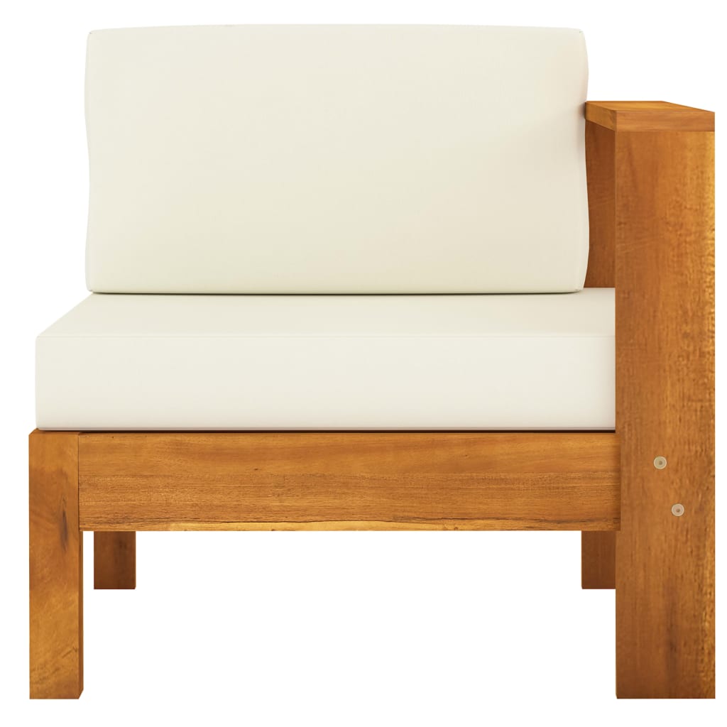 Muebles de jardín 8 pzas cojines blanco crema madera de acacia