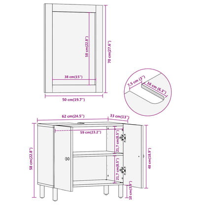 2-piece bathroom furniture set solid acacia wood 