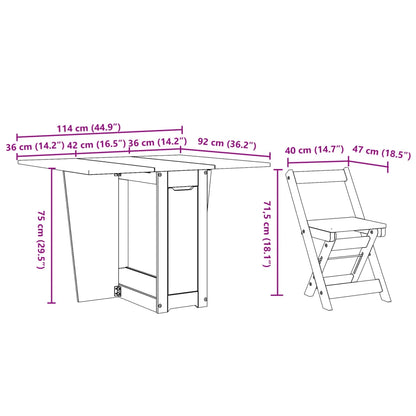 Set comedor plegable mariposa 5 pzas Corona madera pino