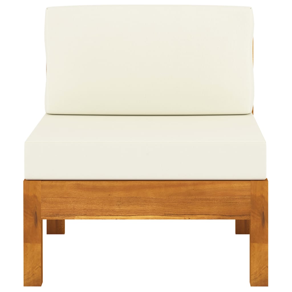 Muebles de jardín 8 pzas cojines blanco crema madera de acacia