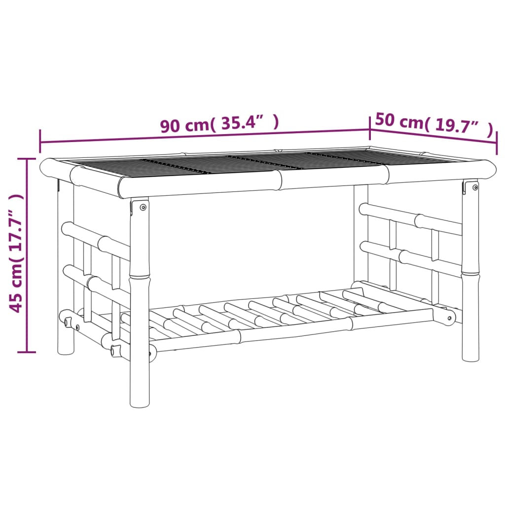 Set de muebles de jardín 2 piezas bambú con cojines gris oscuro