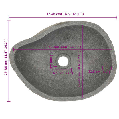 vidaXL Lavabo de piedra de río ovalado