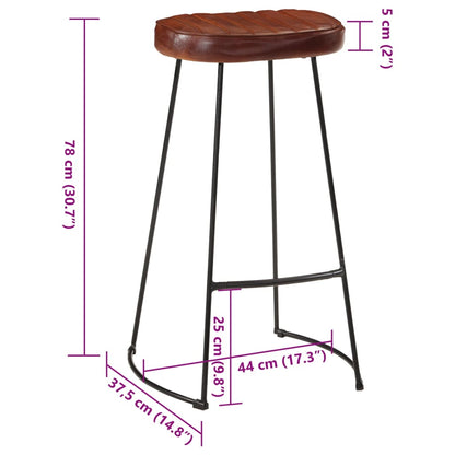 7-piece bar furniture set made of solid recycled wood and genuine leather