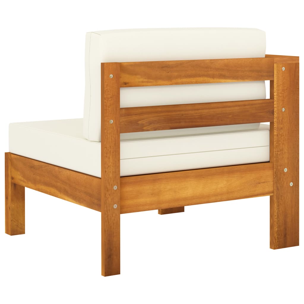 Muebles de jardín 8 pzas cojines blanco crema madera de acacia