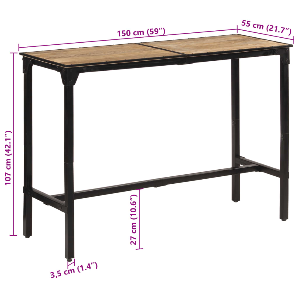 7-piece bar furniture set made of solid recycled wood and genuine leather