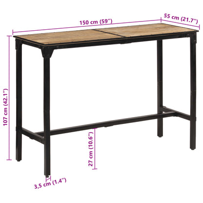 7-piece bar furniture set made of solid recycled wood and genuine leather