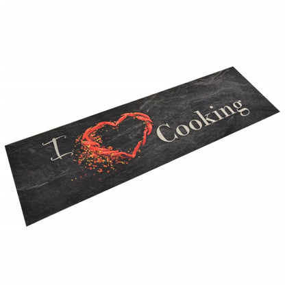 Washable kitchen mat black velvet 45x150 cm