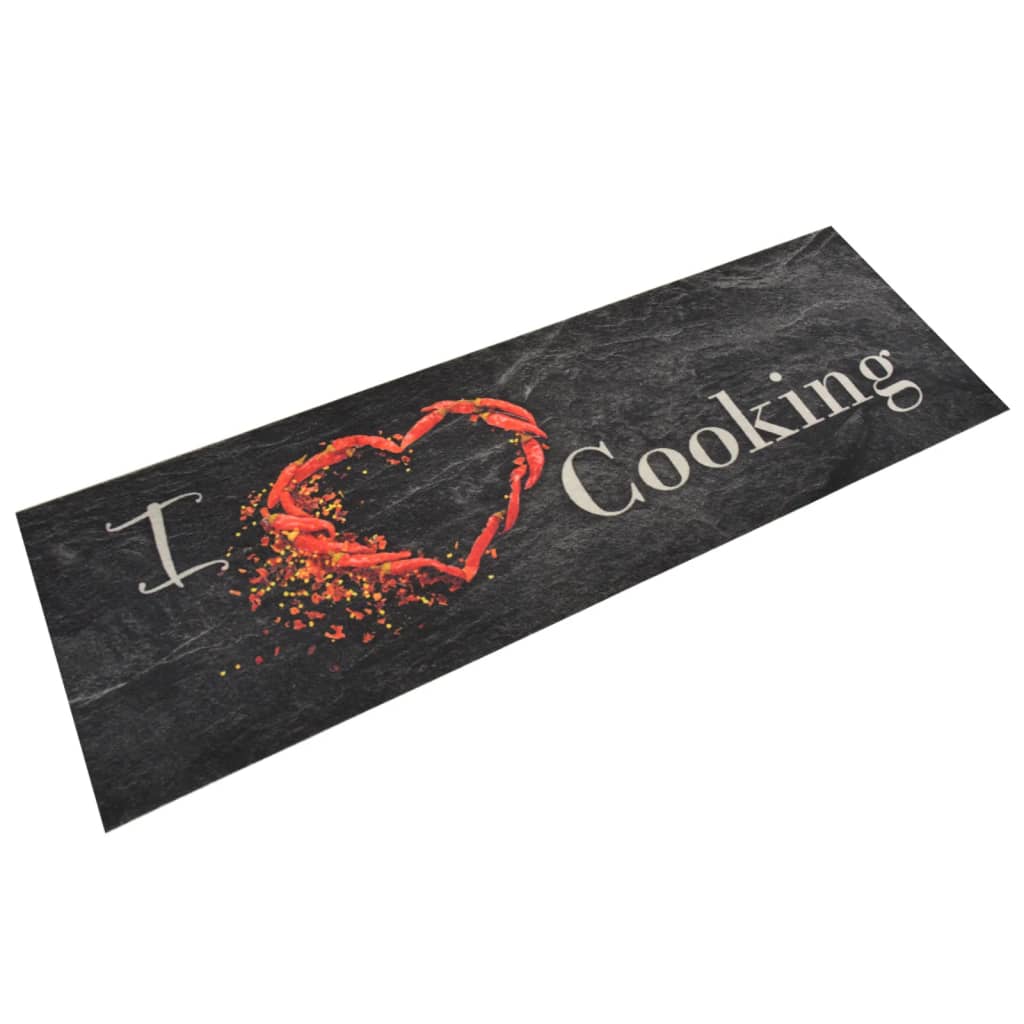 Washable kitchen mat black velvet 45x150 cm