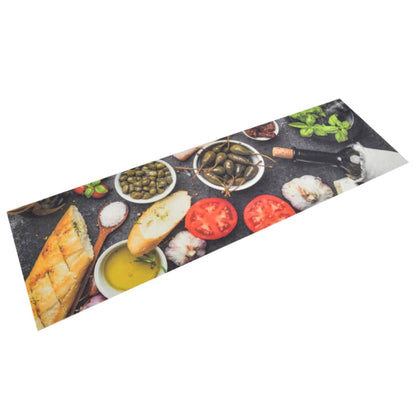 Washable kitchen mat black velvet 45x150 cm