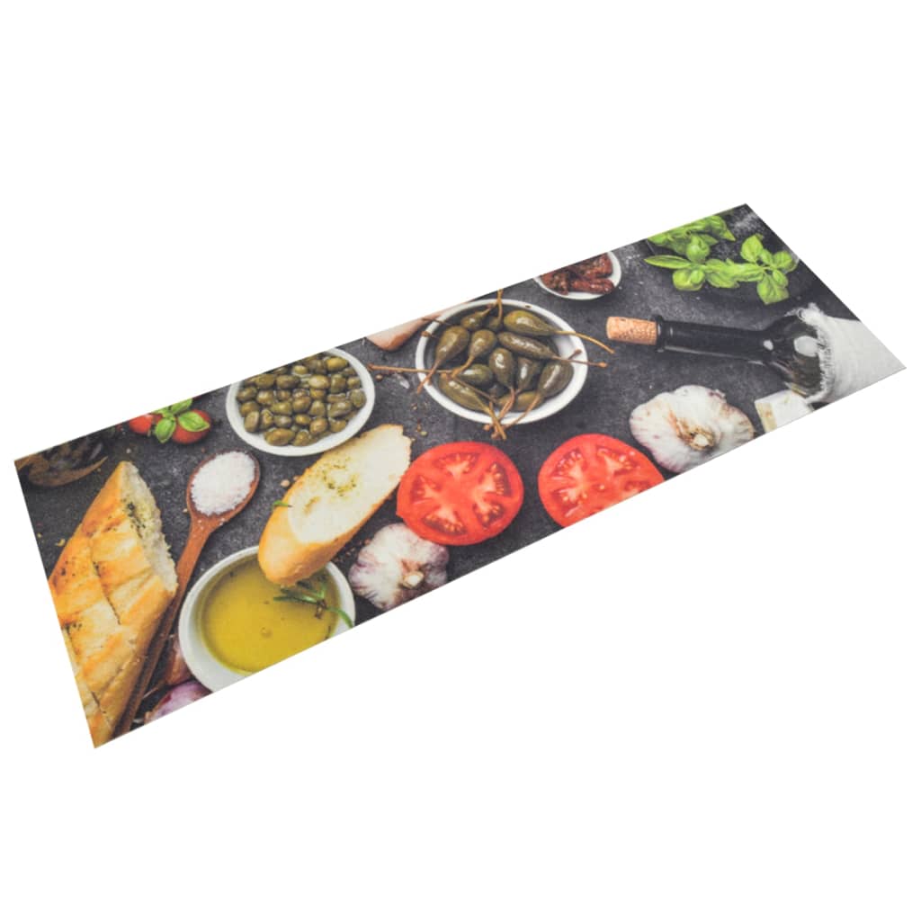 Washable kitchen mat black velvet 45x150 cm