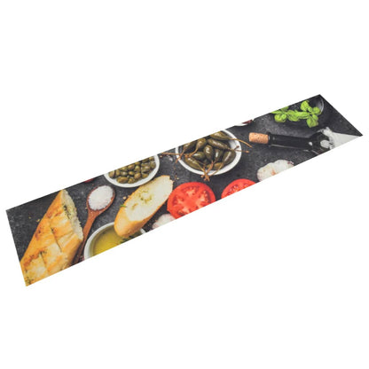 Washable kitchen mat black velvet 45x150 cm