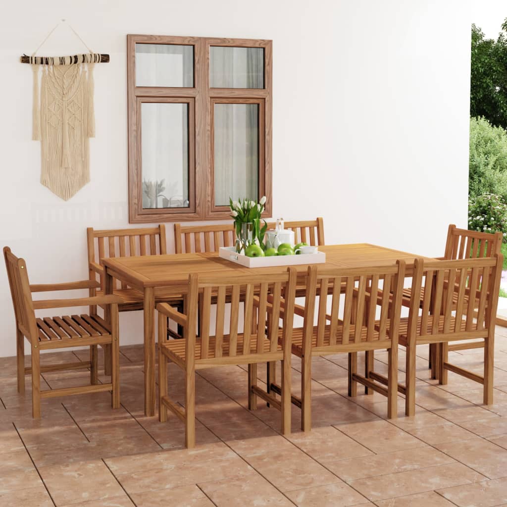 9-piece garden dining set made of solid teak wood