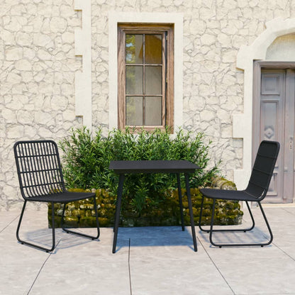 3-piece garden dining set, synthetic rattan and glass