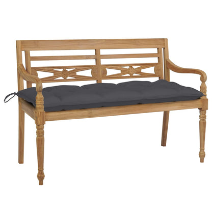 Batavia solid teak bench with beige cushion 120 cm