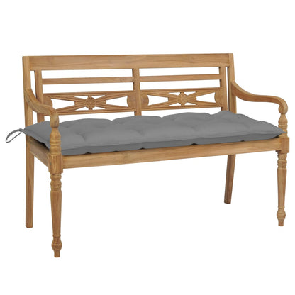 Batavia solid teak bench with beige cushion 120 cm