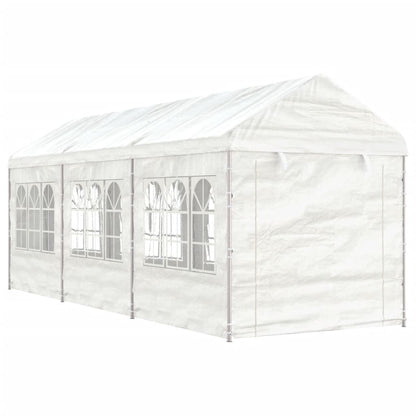 Gazebo tent with white polyethylene roof 