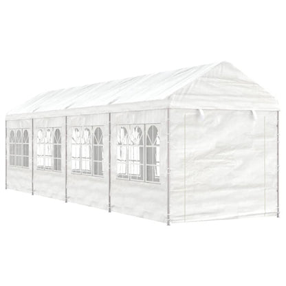 Gazebo tent with white polyethylene roof 