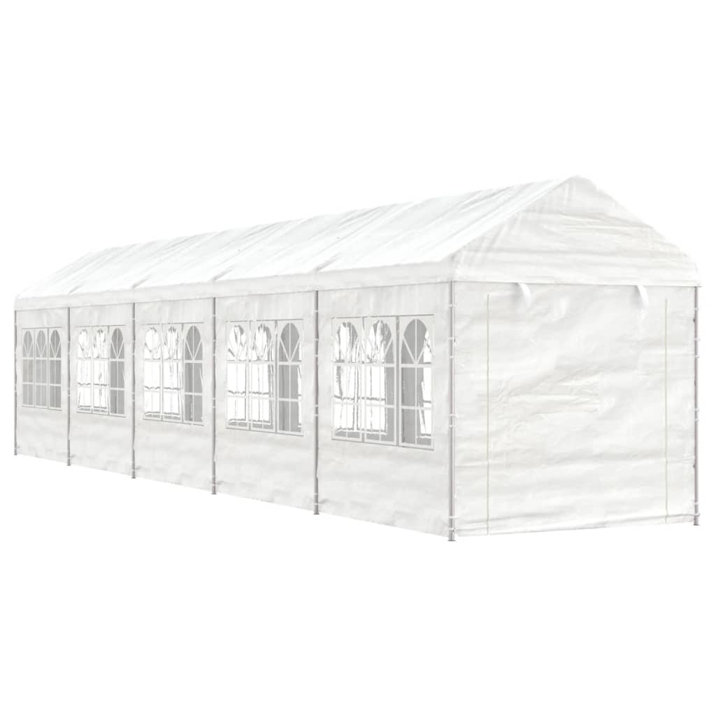 Gazebo tent with white polyethylene roof 