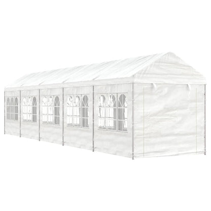 Gazebo tent with white polyethylene roof 