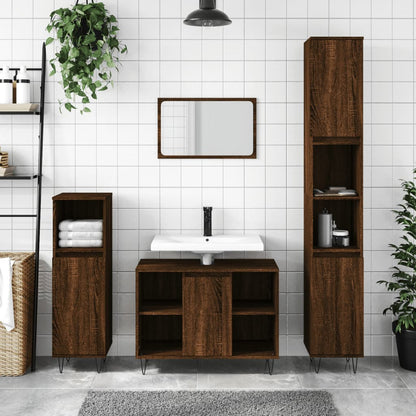 Bathroom furniture set 2 pieces concrete grey plywood