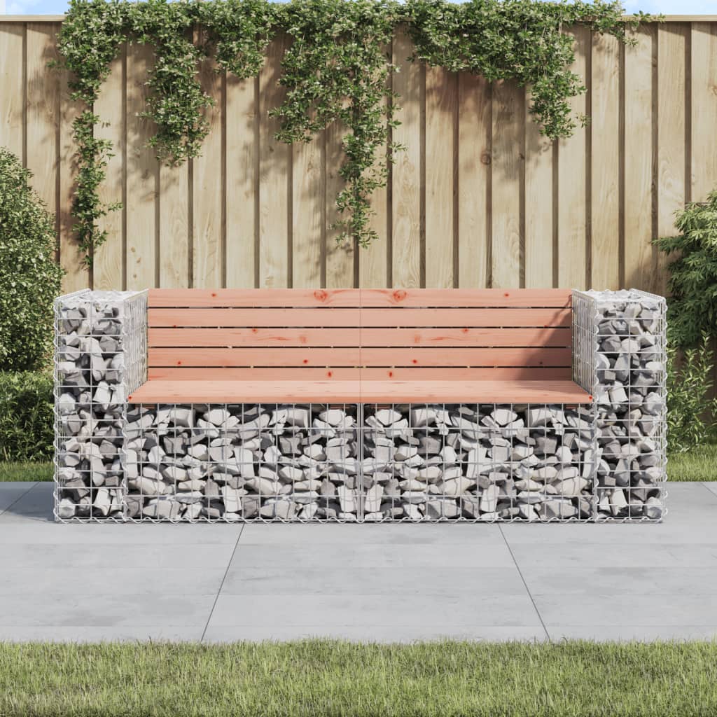 Garden bench with gabion basket made of Douglas fir wood 