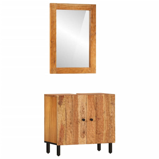 2-piece bathroom furniture set solid acacia wood 