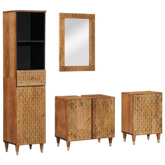 4-piece bathroom furniture set solid mango wood