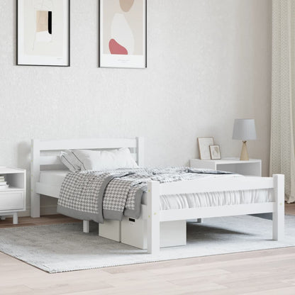 Estructura de cama de madera maciza de pino blanca 90x200 cm