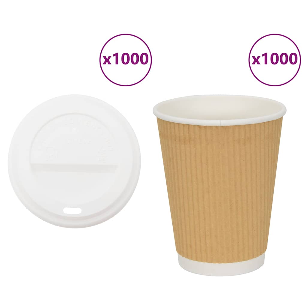 Vasos de café de papel con tapa 1000 uds 100/200/300/400ml