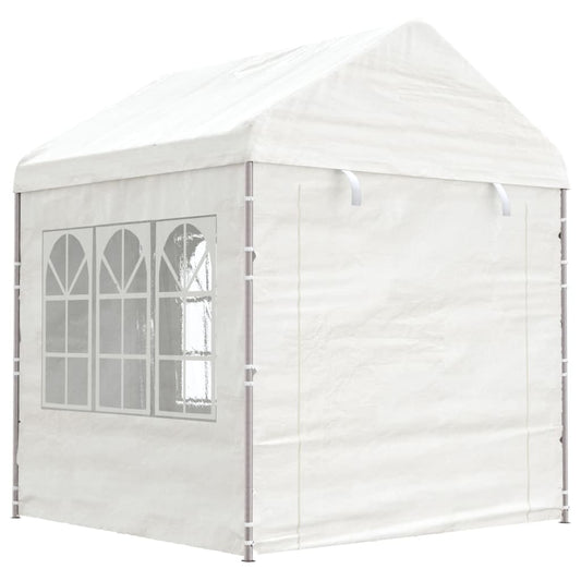 Gazebo tent with white polyethylene roof 