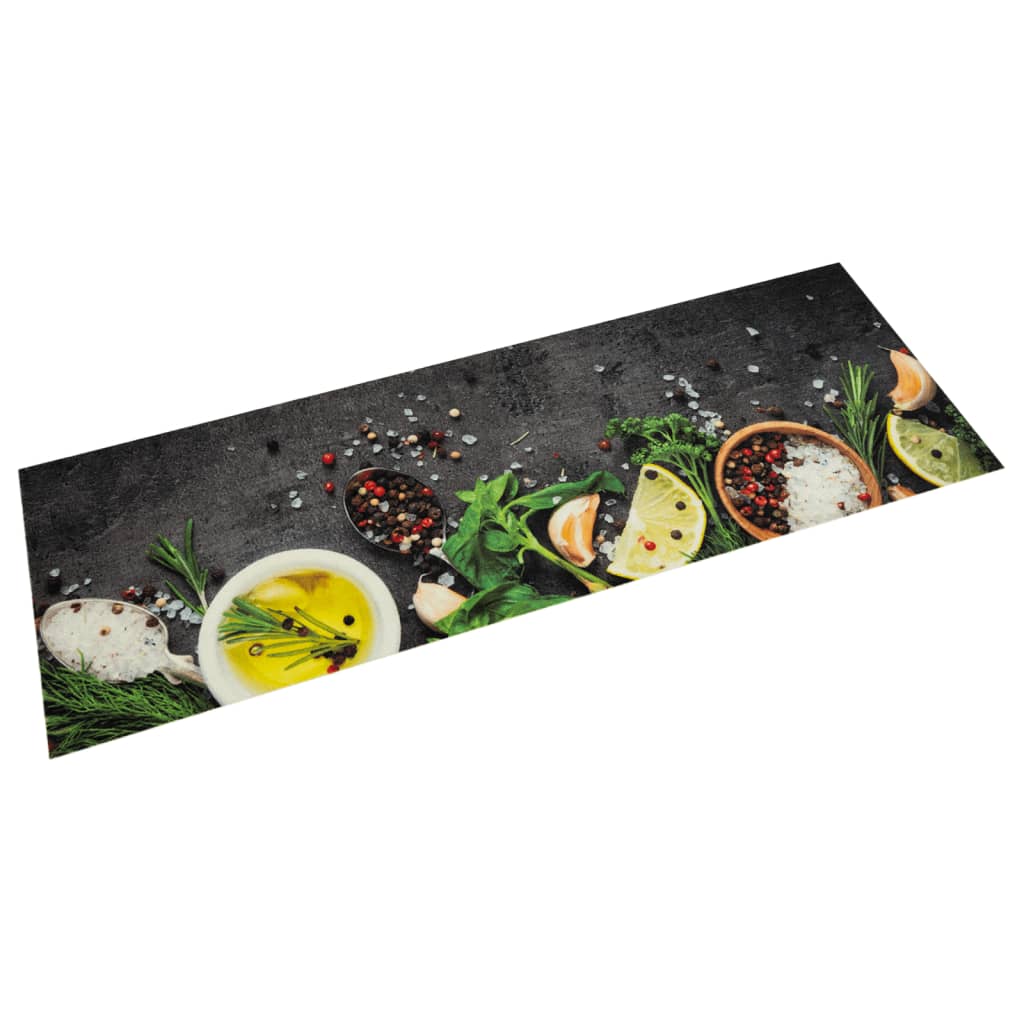 Washable kitchen mat black velvet 45x150 cm