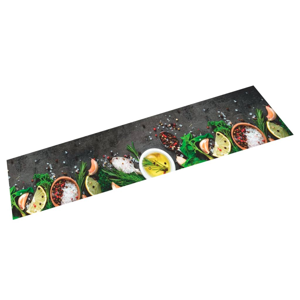 Washable kitchen mat black velvet 45x150 cm