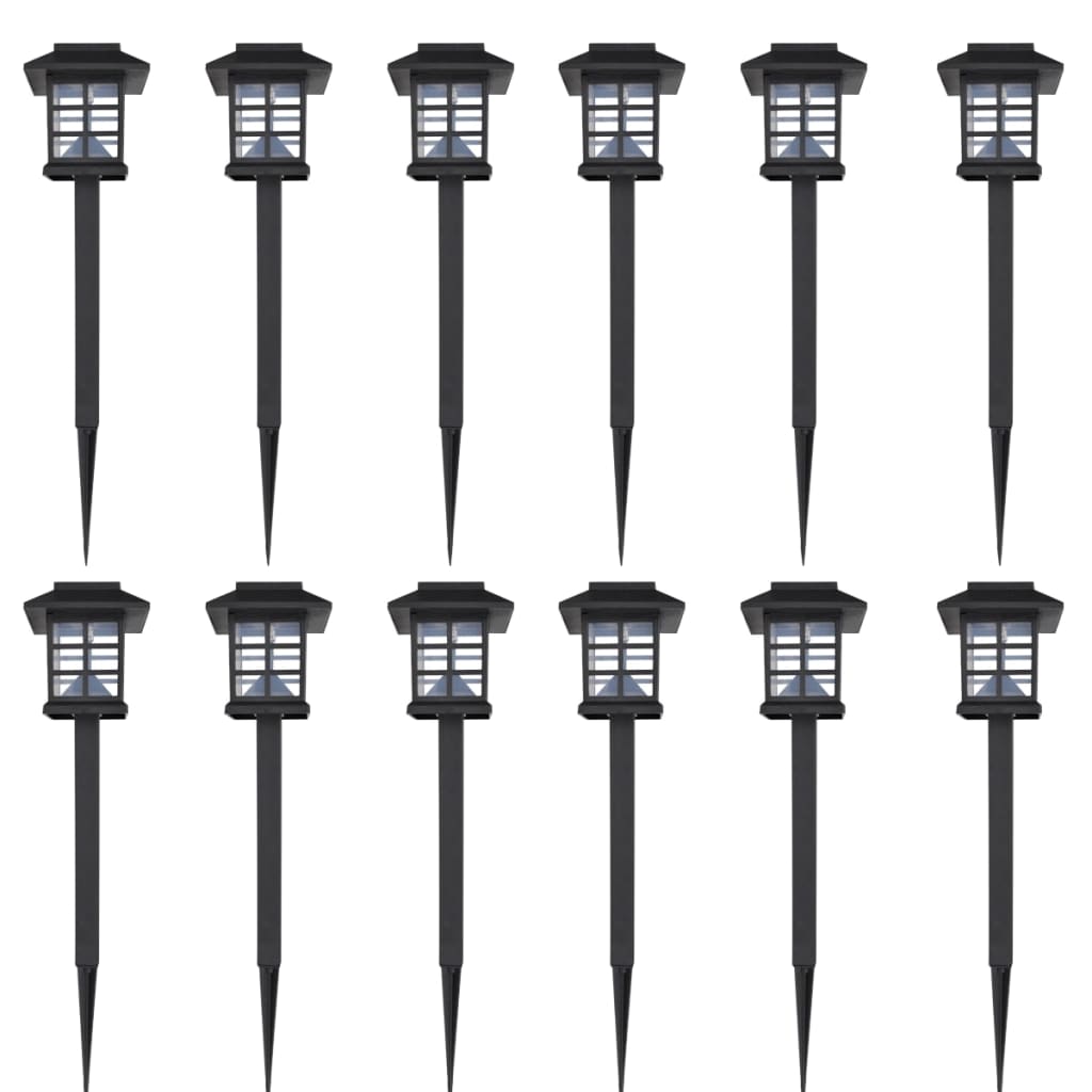 Solar Lantern Set 12 pcs with Stakes 8.6x8.6x38cm 