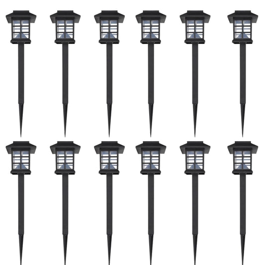 Solar Lantern Set 12 pcs with Stakes 8.6x8.6x38cm 