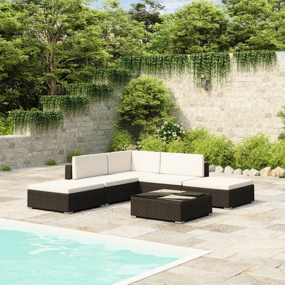 6-piece corner garden furniture set with cushions synthetic rattan