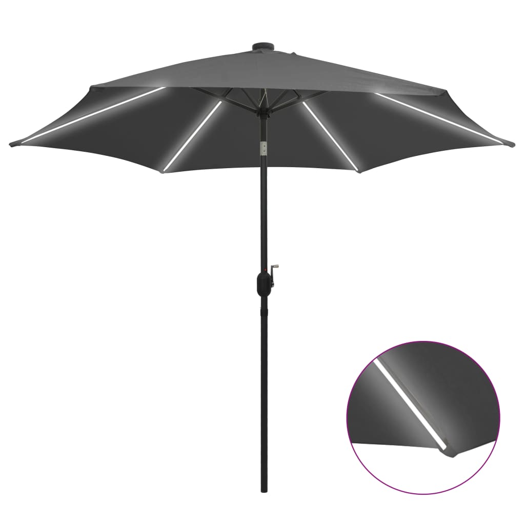 Umbrella with LED lights and 300 cm aluminium pole 